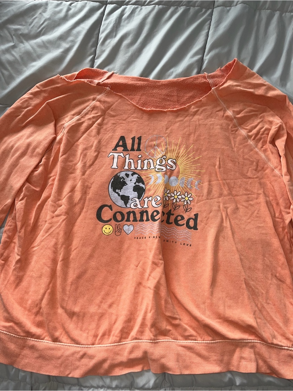All Things Are Connected Peach Graphic Women's Sweatshirt